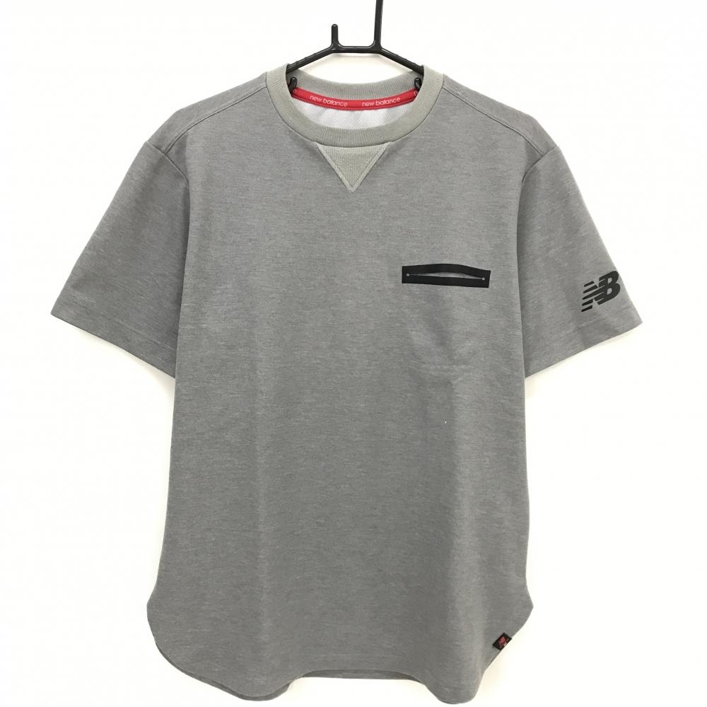 ニューバランスゴルフ Tシャツ グレー 胸ポケット 背面立体ロゴ  メンズ 4(M) ゴルフウェア New Balance