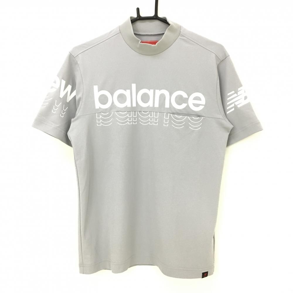 【超美品】ニューバランスゴルフ 半袖ハイネックシャツ ライトグレー×白 メンズ 4(M) ゴルフウェア 2022年モデル New Balance