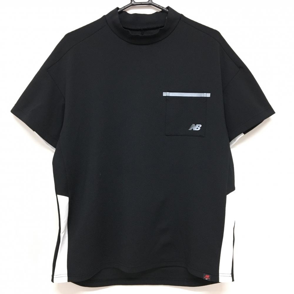 ニューバランスゴルフ 半袖ハイネックシャツ 黒×白 バイカラー メンズ 6(XL) ゴルフウェア New Balance