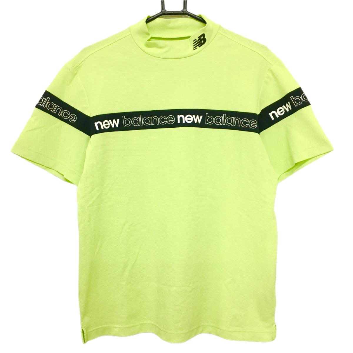 【超美品】ニューバランスゴルフ 半袖ハイネックシャツ ライトグリーン×黒 メンズ 5(L) ゴルフウェア 2024年モデル New Balance