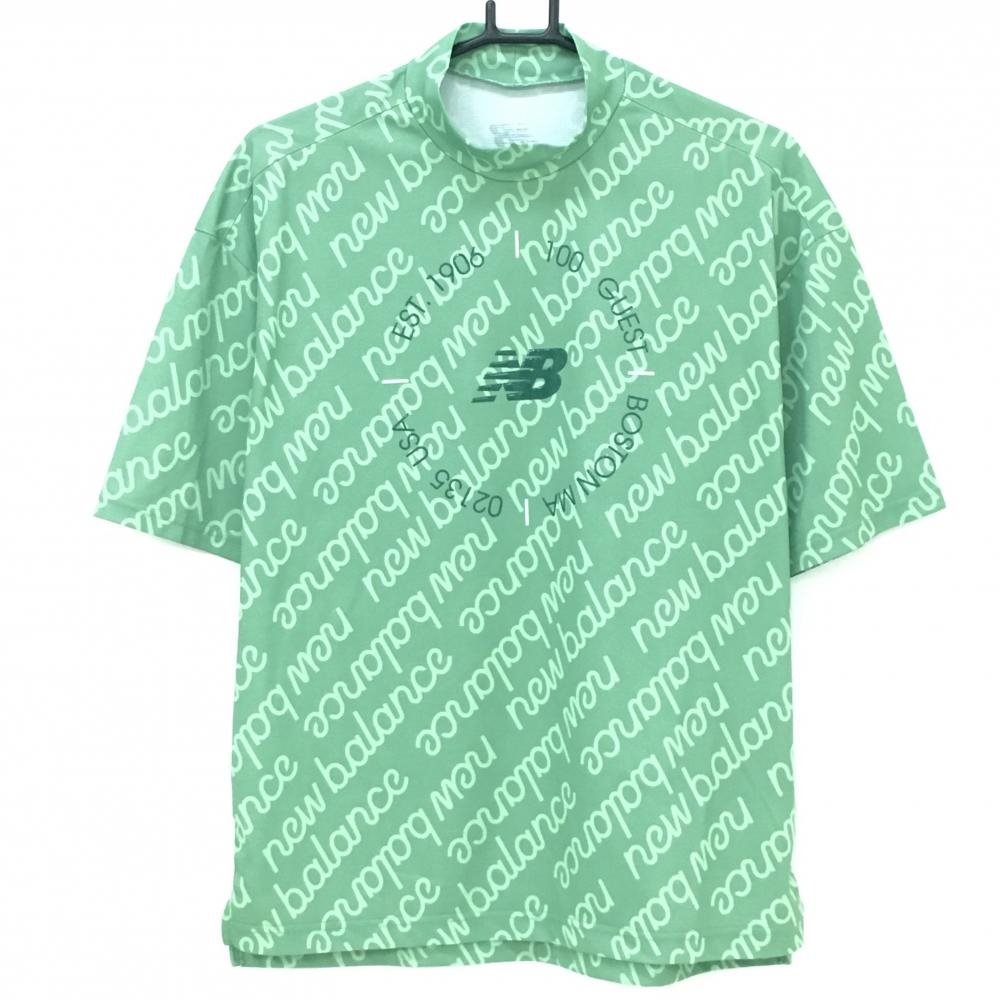 【美品】ニューバランスゴルフ 半袖ハイネックシャツ グリーン×ライトグリーン  メンズ 4(M) ゴルフウェア 2024年モデル New Balance
