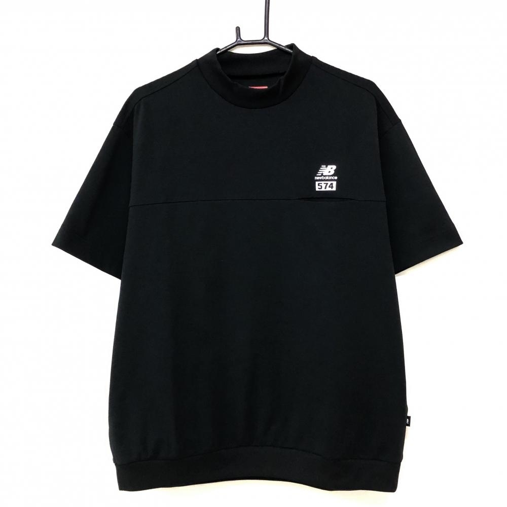 【超美品】ニューバランスゴルフ 半袖ハイネックシャツ 黒×白  メンズ 6(XL) ゴルフウェア 2026年モデル New Balance