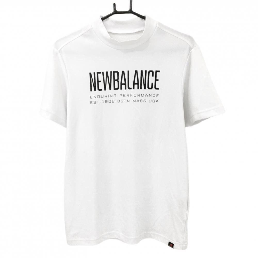 ニューバランスゴルフ 半袖ハイネックシャツ 白×黒 フロントロゴ  メンズ 5(L) ゴルフウェア New Balance
