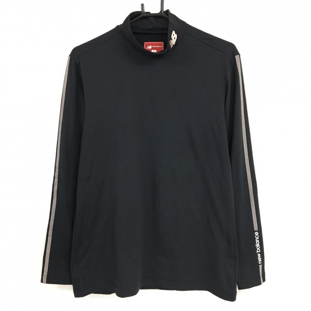 【美品】ニューバランスゴルフ 長袖ハイネックシャツ 黒×ベージュ  メンズ 6(XL) ゴルフウェア New Balance