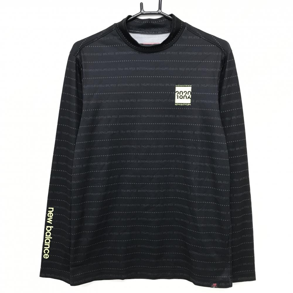 ニューバランスゴルフ 長袖ハイネックシャツ 黒×グレー ロゴボーダー メンズ 6(XL) ゴルフウェア New Balance