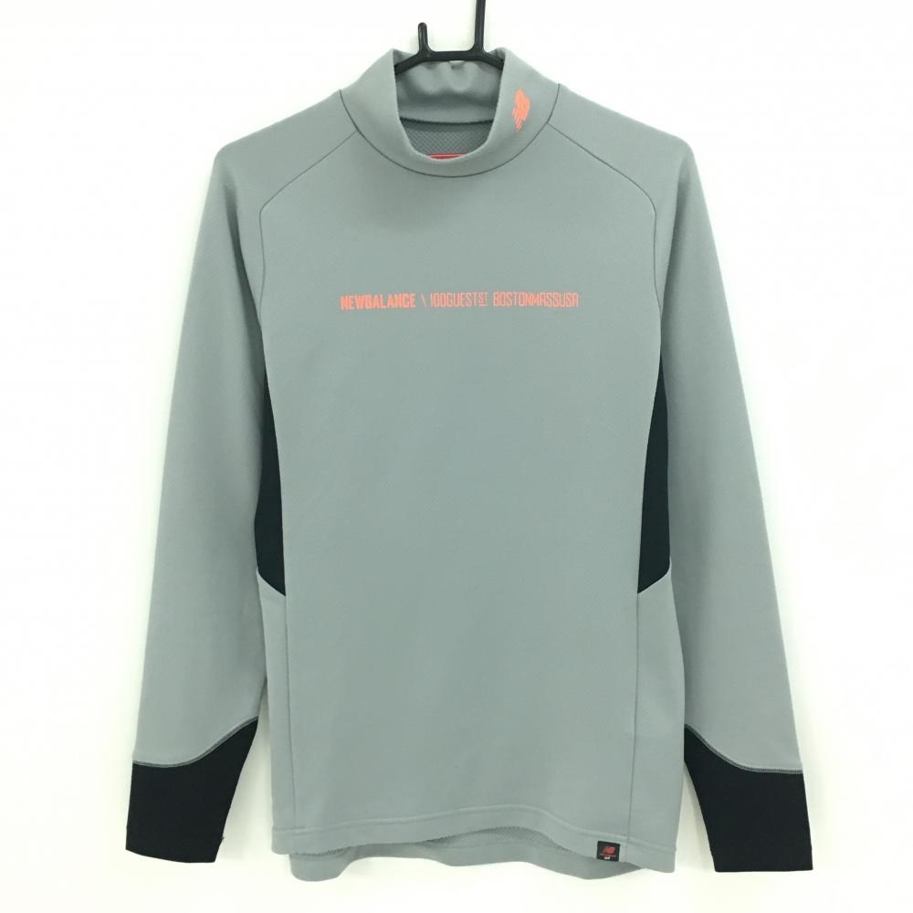 ニューバランスゴルフ 長袖ハイネックシャツ グレー 地模様 ロゴオレンジ 微起毛 メンズ 4(M) ゴルフウェア New Balance