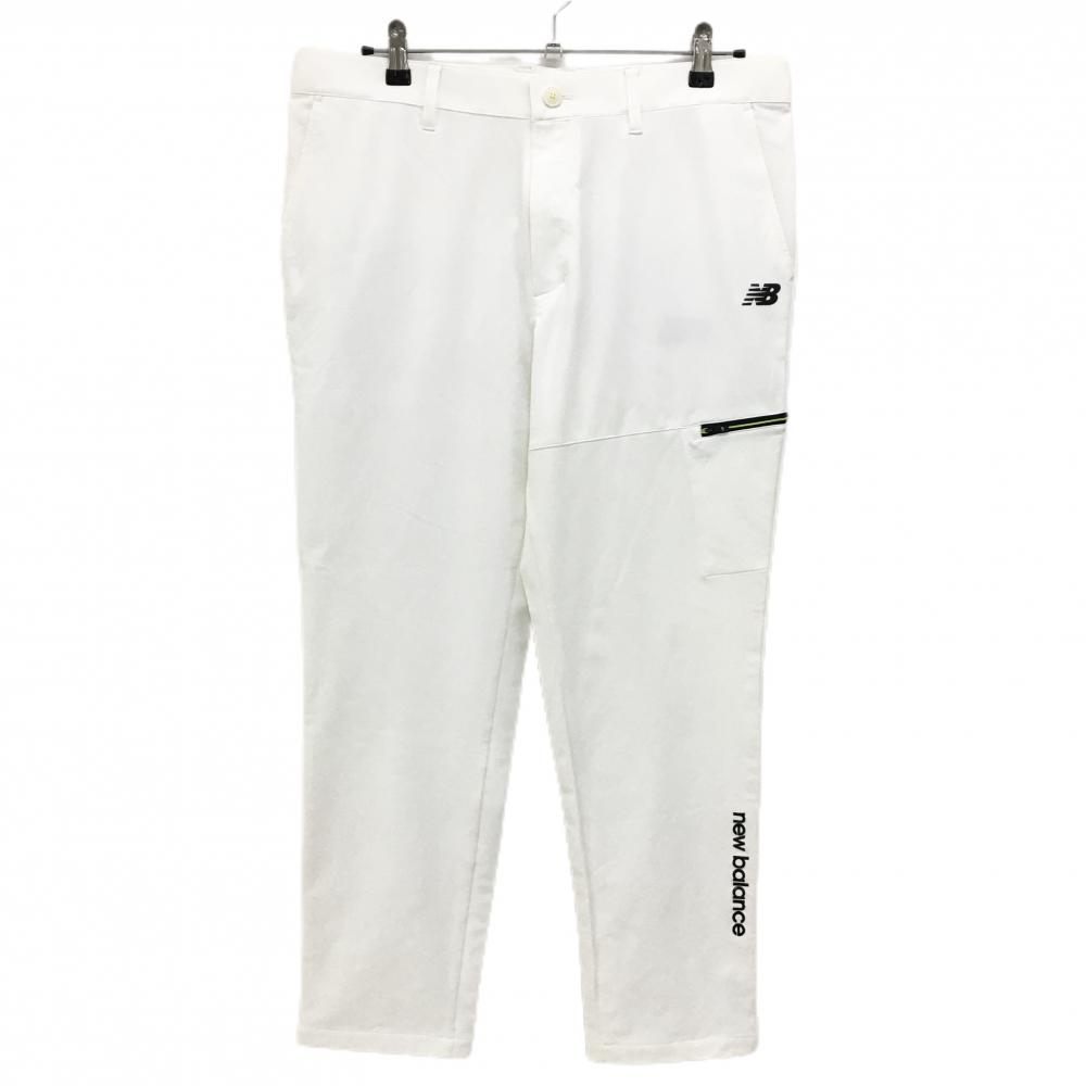 【超美品】ニューバランス パンツ 白×黒 サイドロゴプリント メンズ 6(XL) ゴルフウェア 2024年モデル New Balance