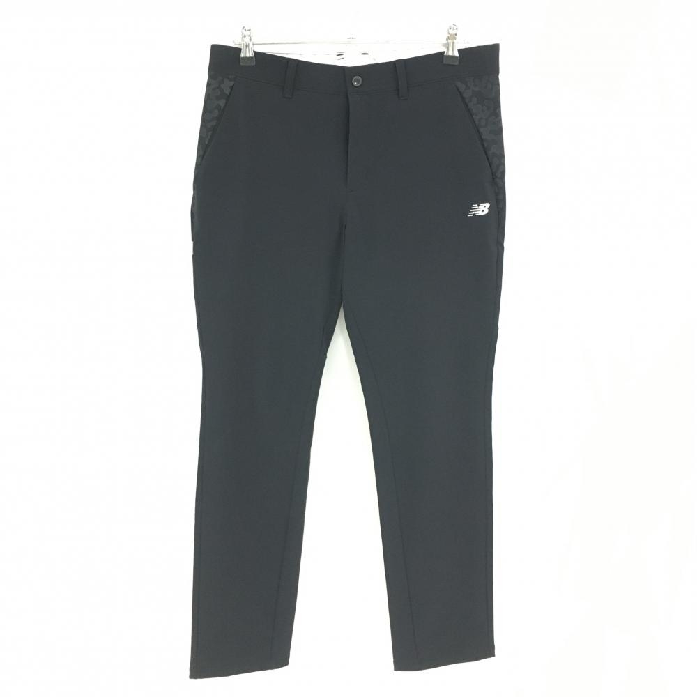 【美品】ニューバランスゴルフ パンツ 黒 後ろ一部地模様 ストレッチ メンズ 5(L) ゴルフウェア New Balance