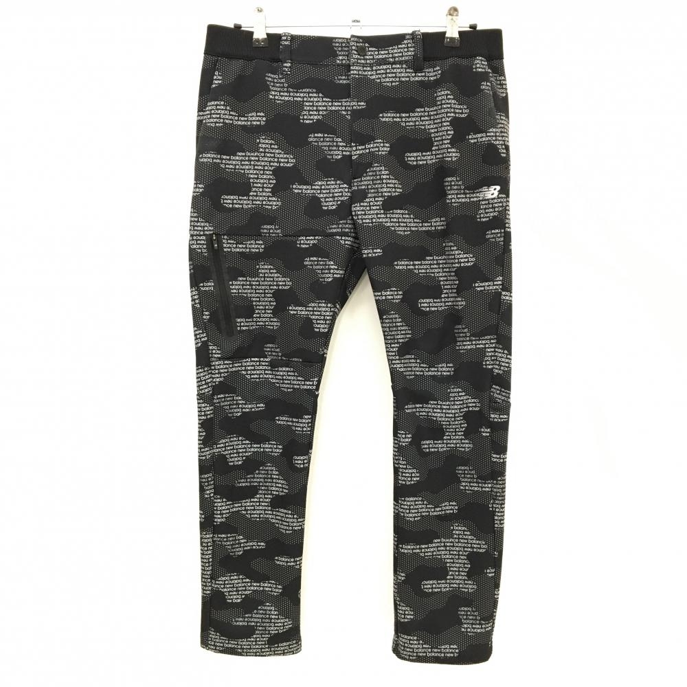 ニューバランスゴルフ パンツ 黒×白 総柄 英字 カモフラ風 迷彩  メンズ 6(XL) ゴルフウェア New Balance