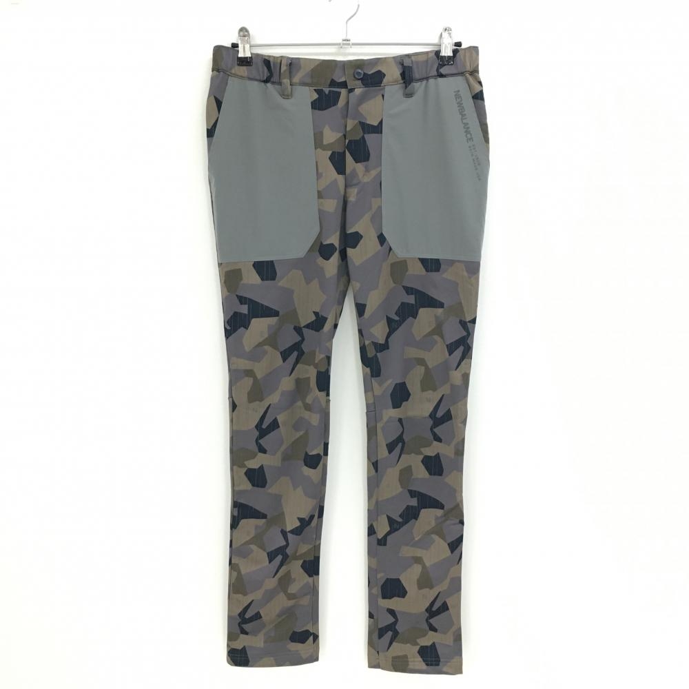 【美品】ニューバランスゴルフ パンツ グレー×カーキ 総柄  メンズ 5(L) ゴルフウェア New Balance