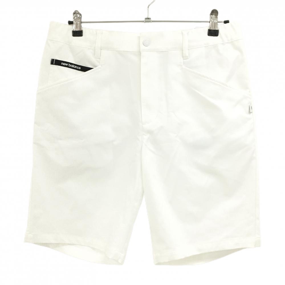 【新品】ニューバランスゴルフ ハーフパンツ 白×ブルー 後ろロゴプリント メンズ 5(L) ゴルフウェア 2025年モデル New Balance