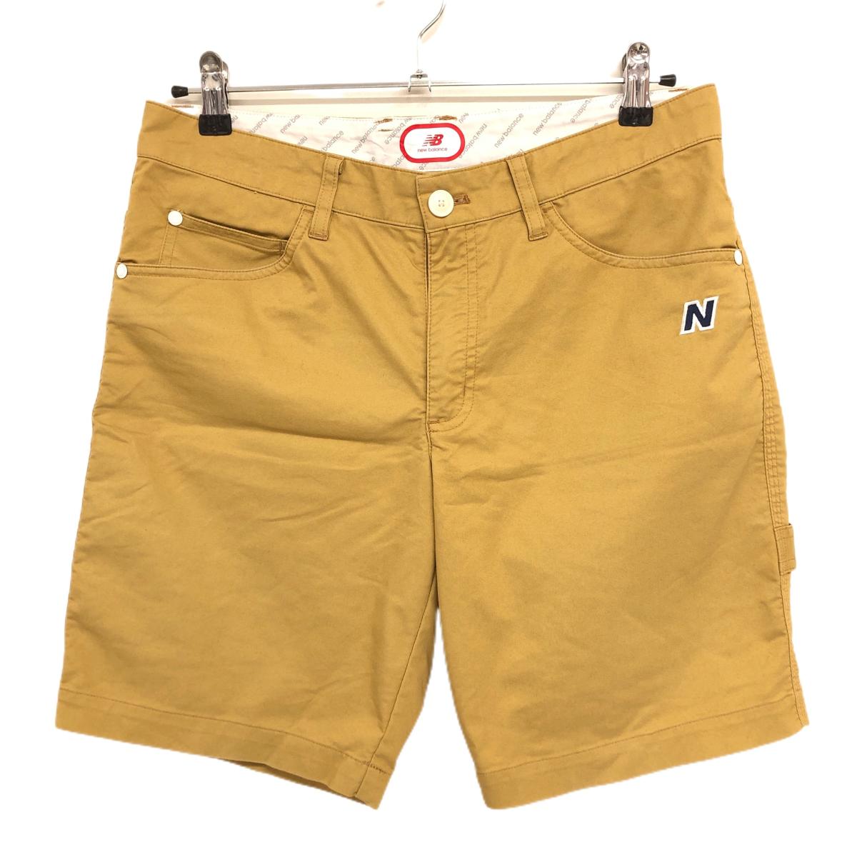 【美品】ニューバランスゴルフ ハーフパンツ ブラウン系 ロゴ刺しゅう メンズ 4(M) ゴルフウェア New Balance