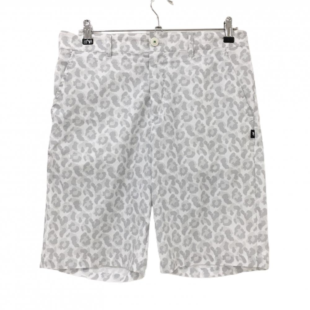 【超美品】ニューバランスゴルフ ハーフパンツ 白×グレー レオパード柄 メッシュ調  メンズ 5(L) ゴルフウェア 2025年モデル New Balance