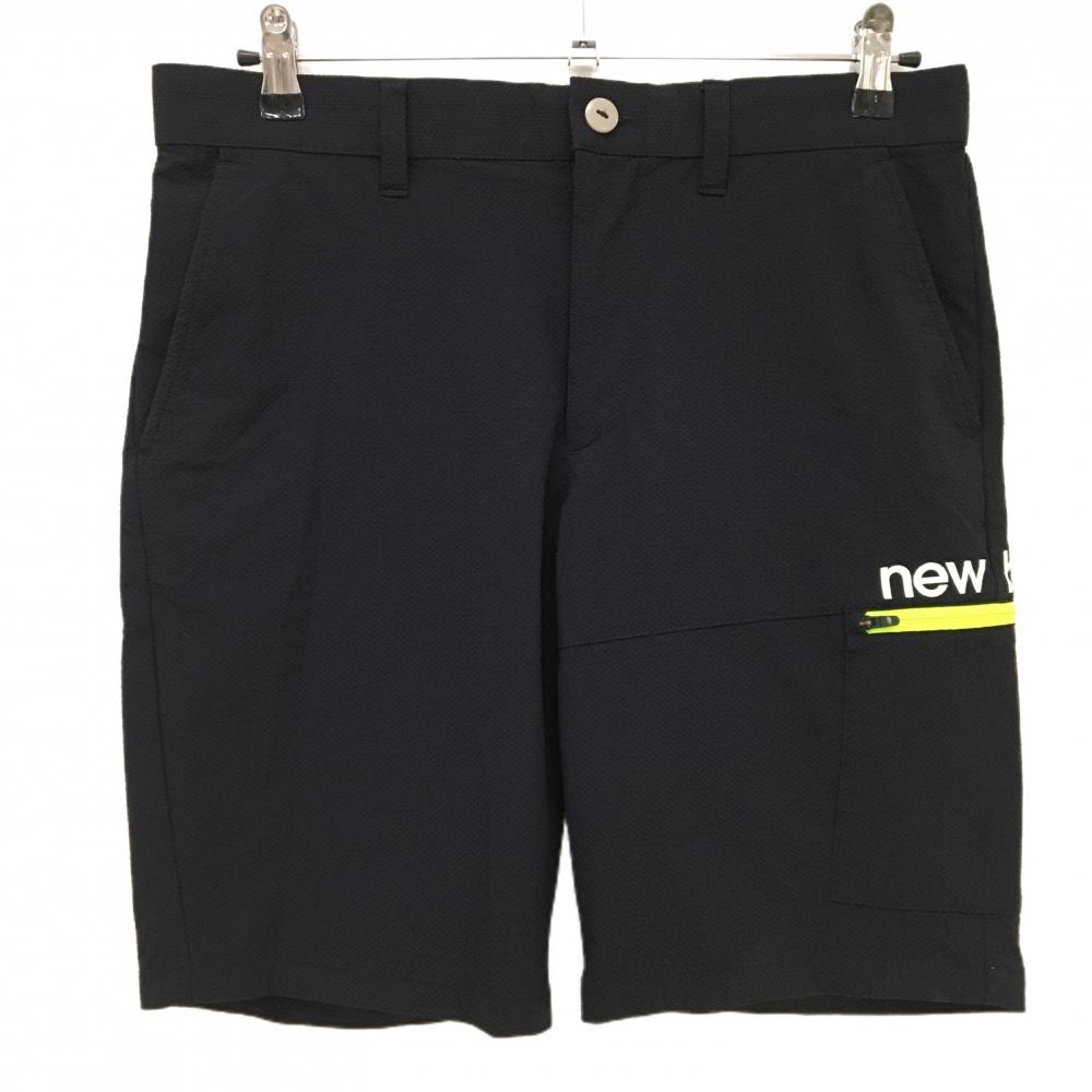 【超美品】ニューバランスゴルフ ハーフパンツ ネイビー ロゴ白 ストレッチ メンズ 4(M) ゴルフウェア New Balance