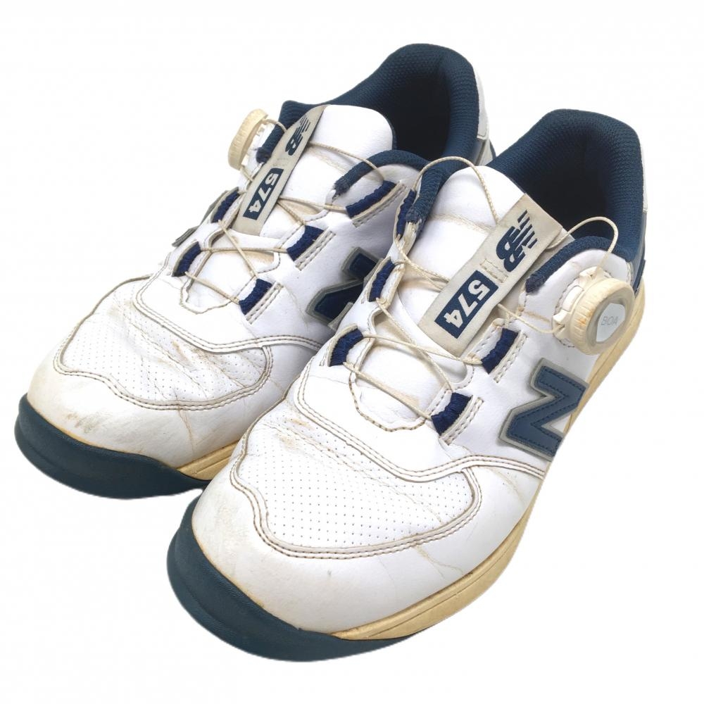 ニューバランス ゴルフシューズ 白×ネイビー UGBS574J スパイクレス BOA ダイヤル式 メンズ 25.5 ゴルフウェア 2024年モデル New Balance