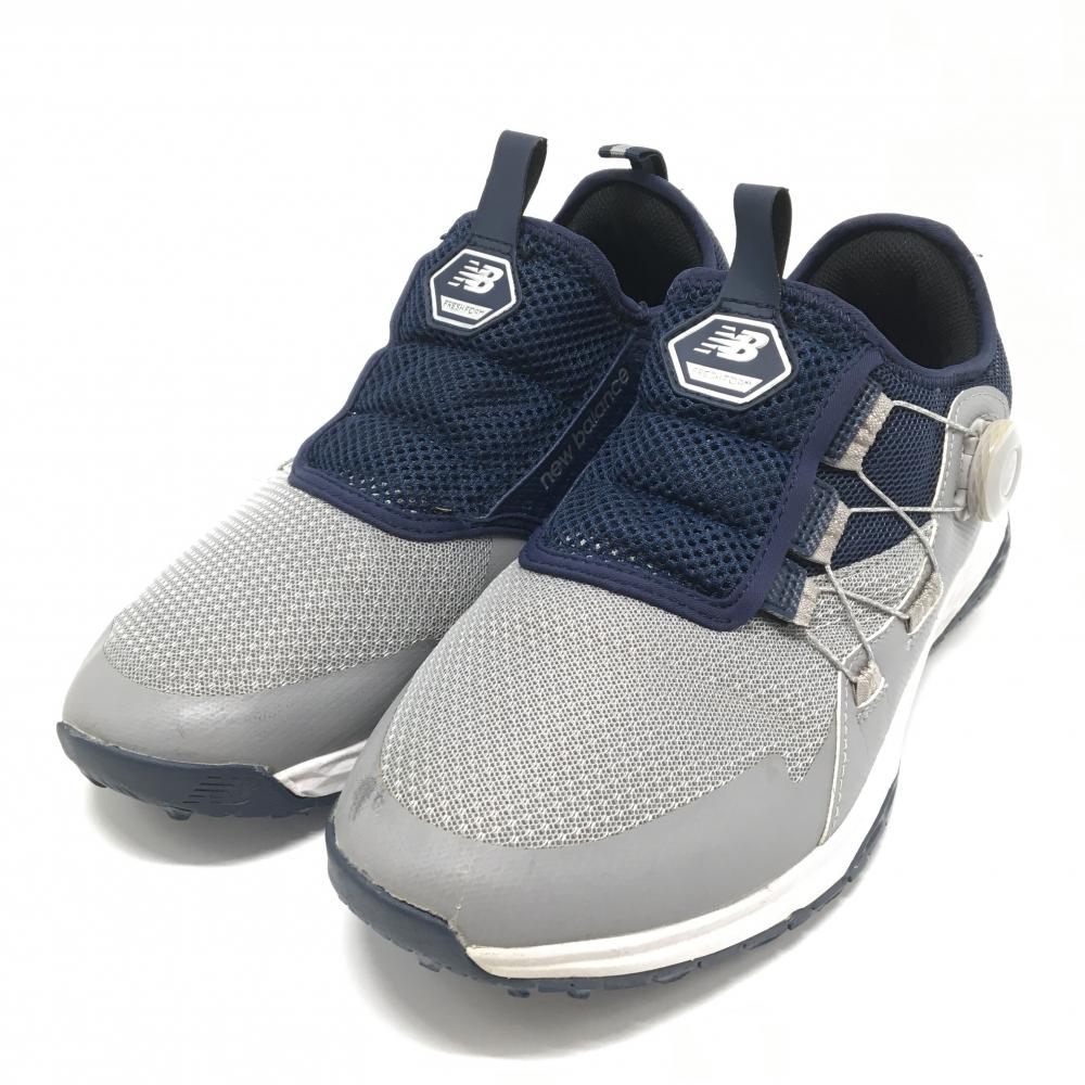 【美品】ニューバランス ゴルフシューズ グレー×ネイビー MGB4300G FRESH FOAM  メンズ 27.5 ゴルフウェア New Balance