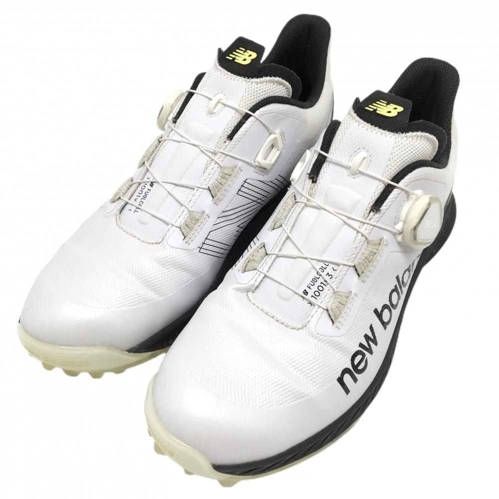 ニューバランス ゴルフシューズ 白×黒 MGB1001W FuelCell 1001 W ダイヤル式 BOA メンズ 25.5 ゴルフウェア New Balance