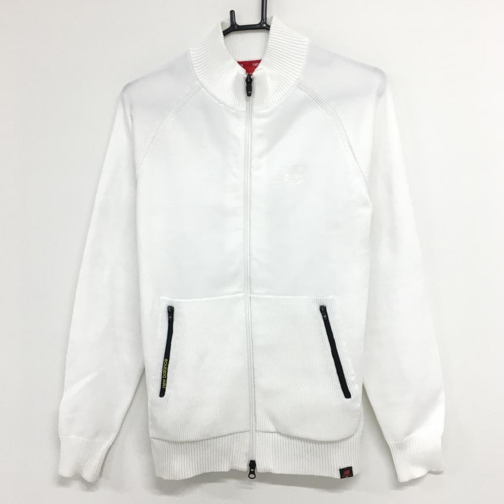 【美品】ニューバランス ニットジャケット 白×黒 サマーニット  メンズ 5(L) ゴルフウェア New Balance