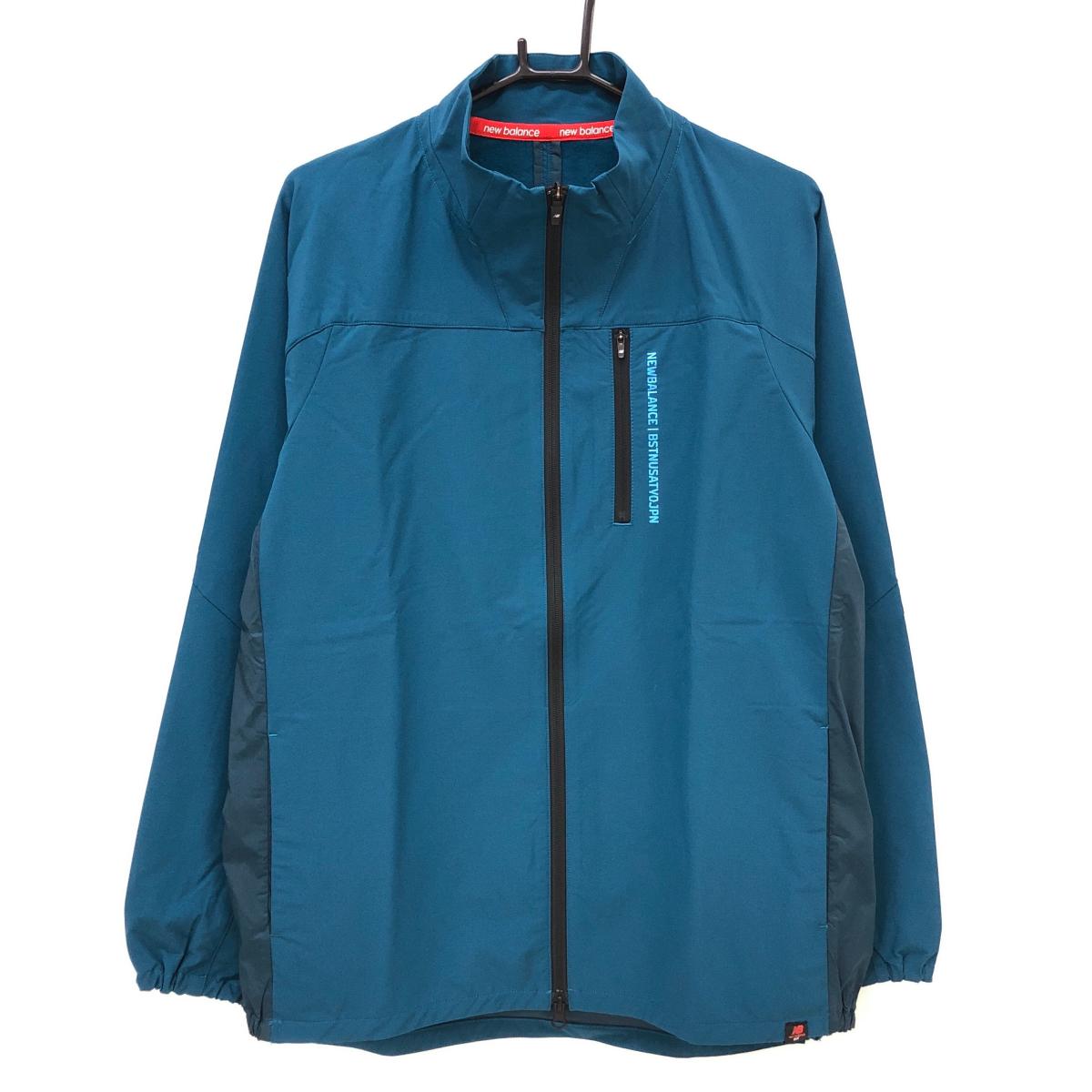 【超美品】ニューバランスゴルフ ナイロンジャケット グリーンブルー×グリーンネイビー系 メンズ 6(XL) ゴルフウェア New Balance