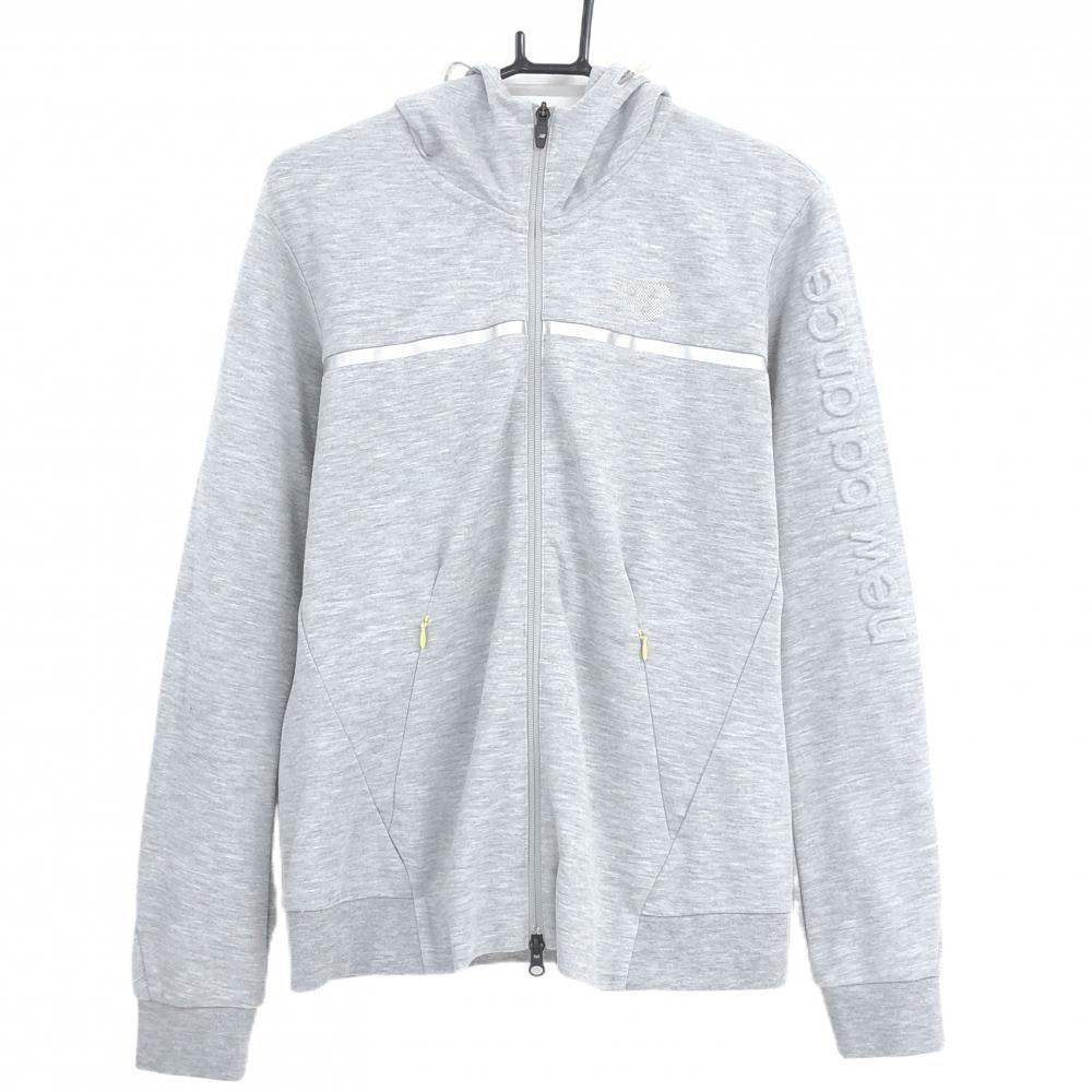 ニューバランスゴルフ ジップパーカー 杢グレー 胸元ライン 袖立体ロゴ メンズ 4(M) ゴルフウェア New Balance