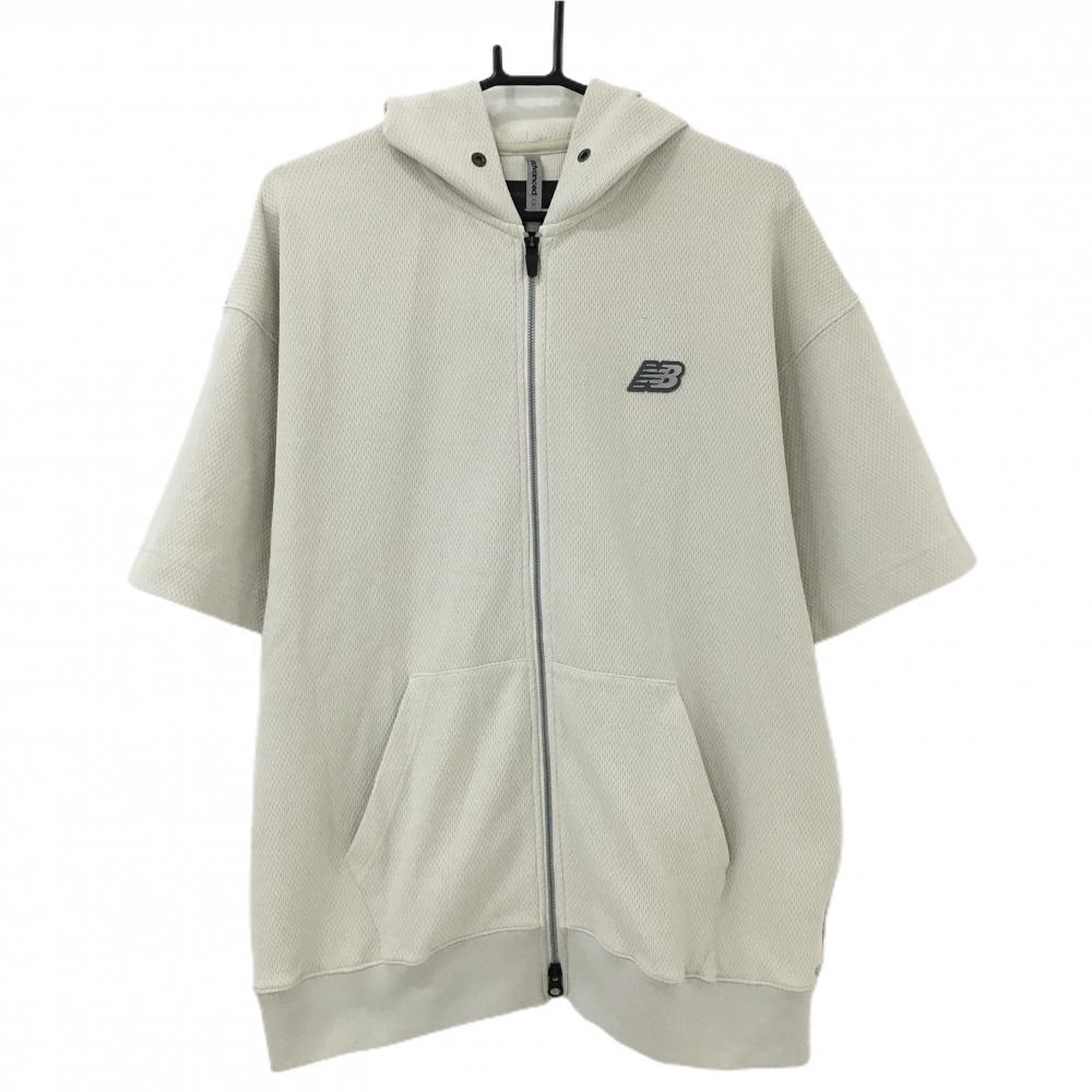 ニューバランスゴルフ 半袖ジップパーカー ライトベージュ 背面立体ロゴ ブルゾン メンズ 4(M) ゴルフウェア 2025年モデル New Balance