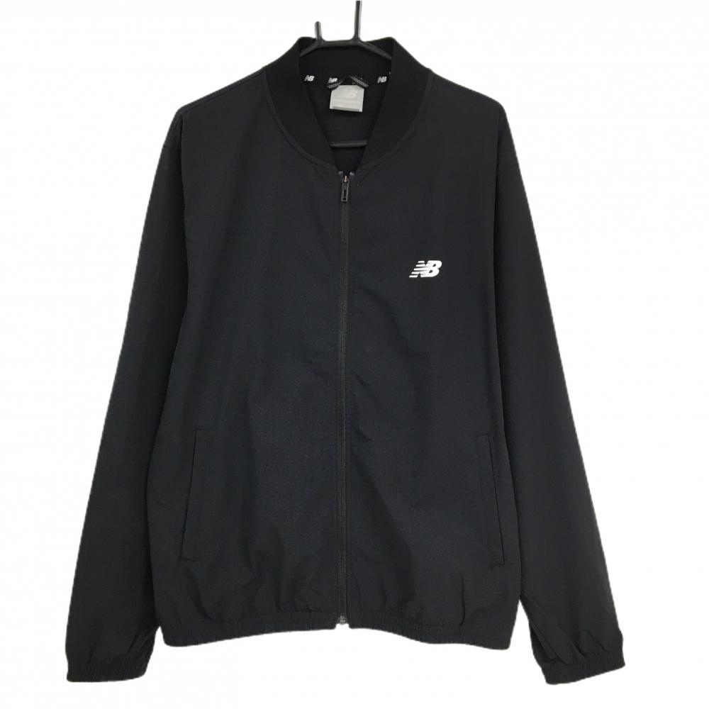 ニューバランス ジャケットブルゾン 黒×白 ロゴプリント 薄手  メンズ 2XL ゴルフウェア New Balance