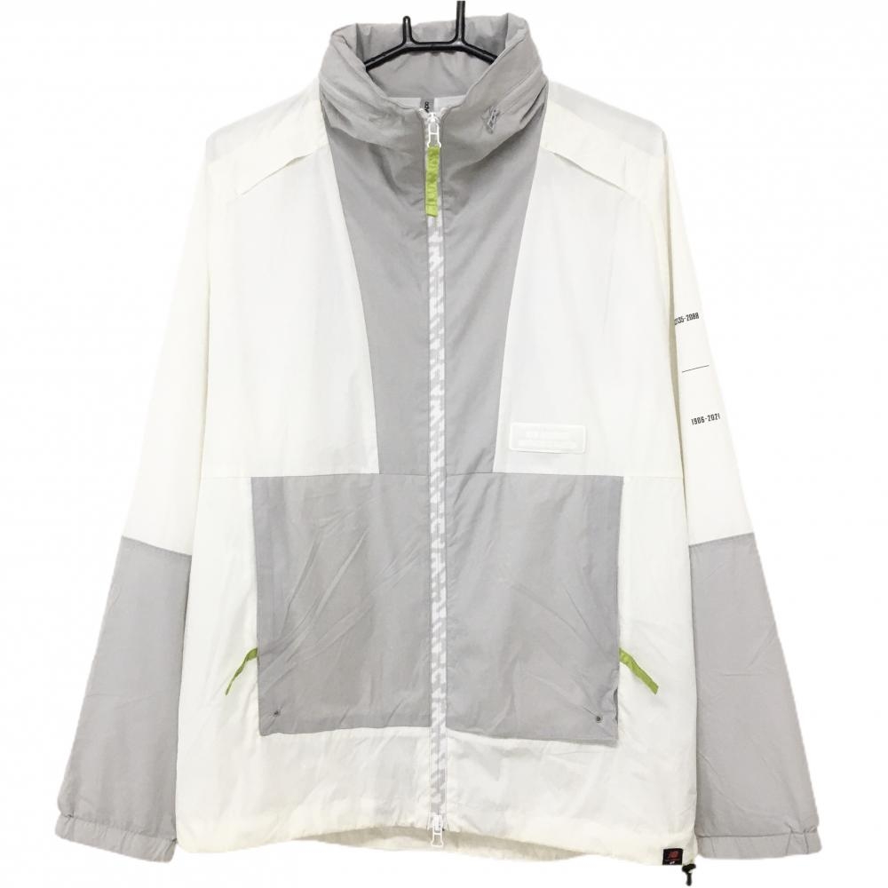 【美品】ニューバランスゴルフ ジャケット グレー×ライトグレー 裏地メッシュ メンズ 5(L) ゴルフウェア New Balance