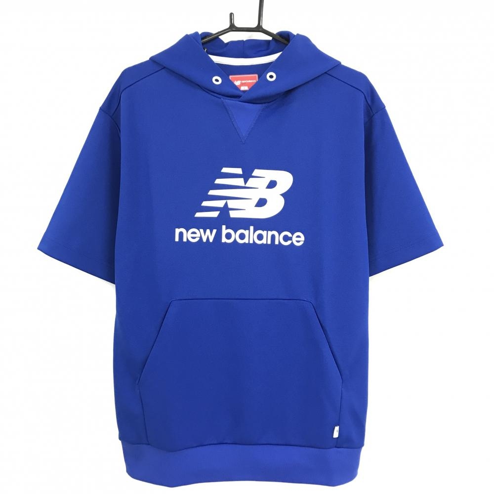 【超美品】ニューバランスゴルフ 半袖パーカー ブルー ロゴ白  メンズ 5(L) ゴルフウェア 2025年モデル New Balance