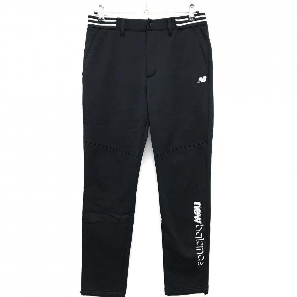 【美品】ニューバランスゴルフ パンツ 黒 裏起毛 ウエスト一部ゴム メンズ 5(L) ゴルフウェア New Balance