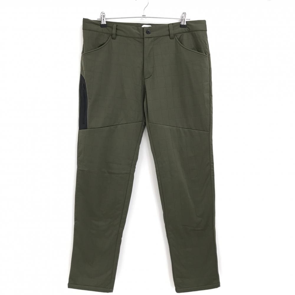【美品】ニューバランスゴルフ パンツ カーキ 裏起毛 格子地模様  メンズ 7(2XL) ゴルフウェア 大きいサイズ New Balance