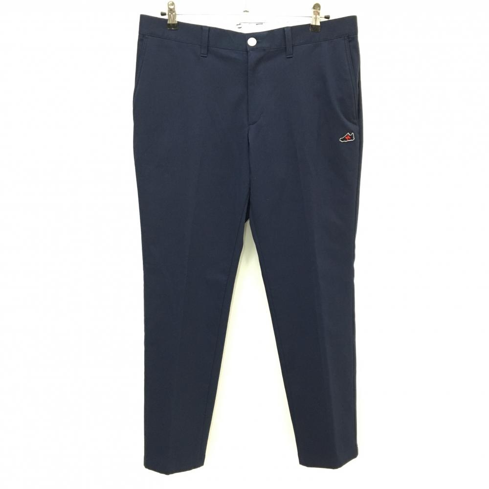 【美品】ニューバランスゴルフ パンツ ネイビー 裏微起毛 スニーカーワッペン ティー装着可  メンズ 6(XL) ゴルフウェア New Balance