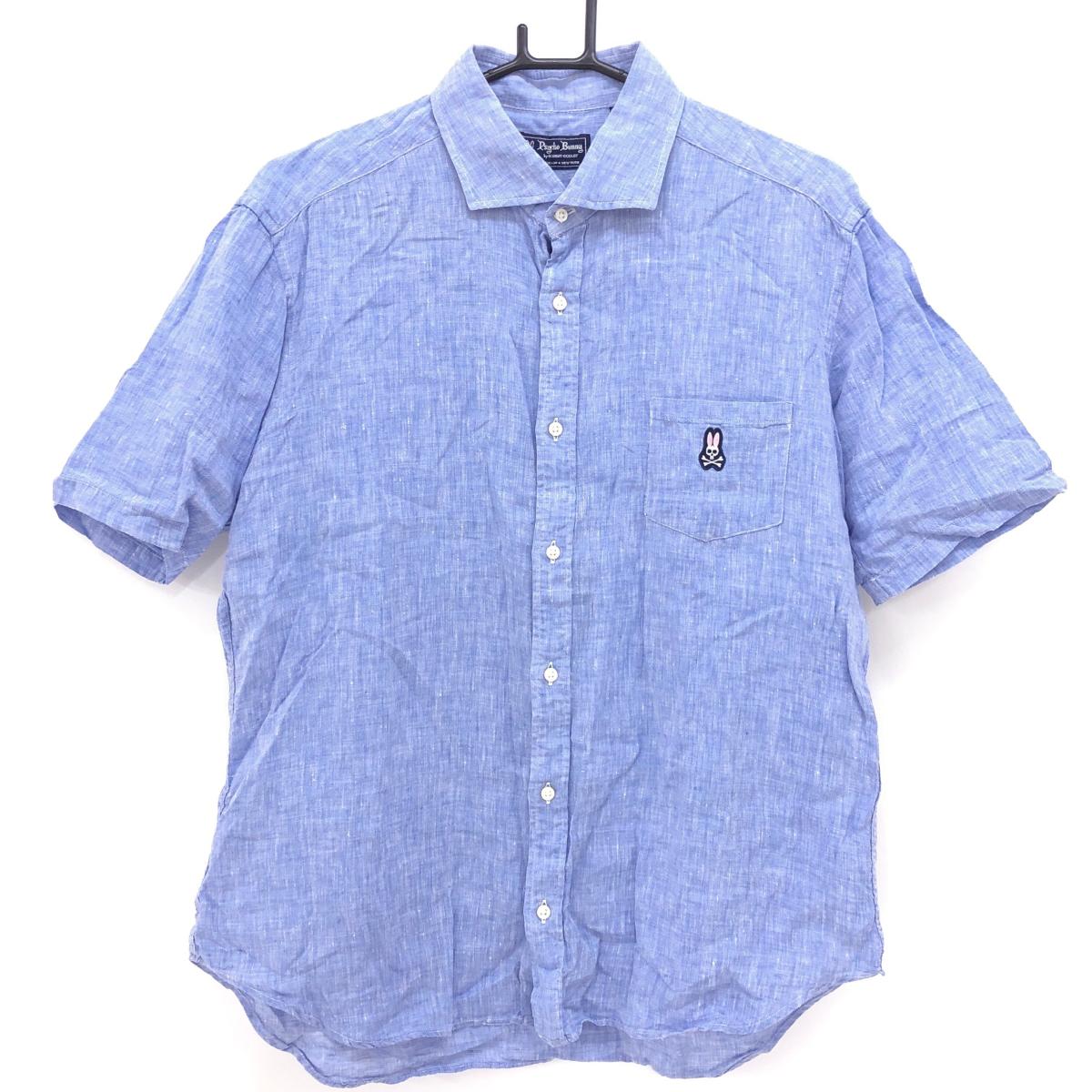 【美品】バーディーハント 半袖シャツ 杢ライトブルー メンズ XL ゴルフウェア Birdie hunt