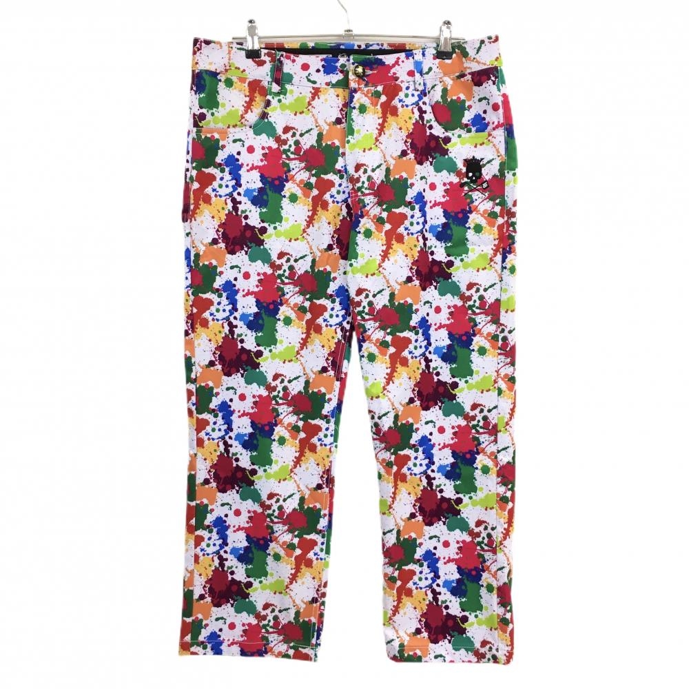 【美品】バーディーハント パンツ 白×マルチカラー ペインティング柄 メンズ 36 ゴルフウェア Birdie hunt