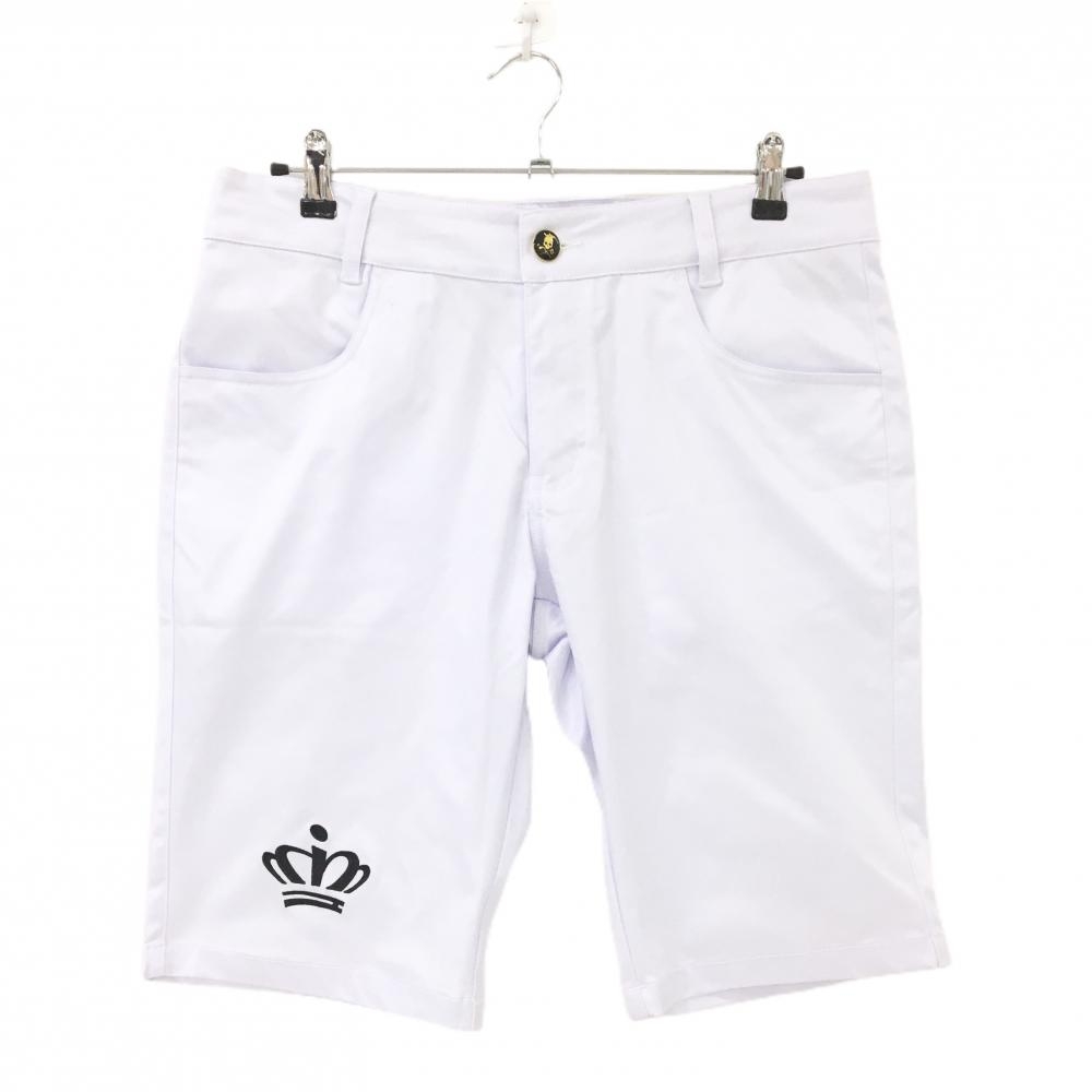 【新品】バーディーハント ハーフパンツ 白×黒 星プリント ストレッチ  メンズ 34 ゴルフウェア Birdie hunt