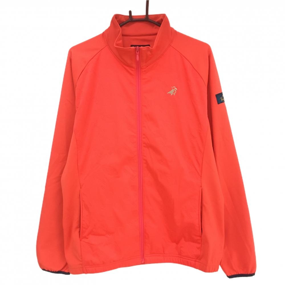 【超美品】パラディーゾ ジャケット レッド系 前面総柄地模様 裏微起毛 メンズ LL ゴルフウェア Paradiso