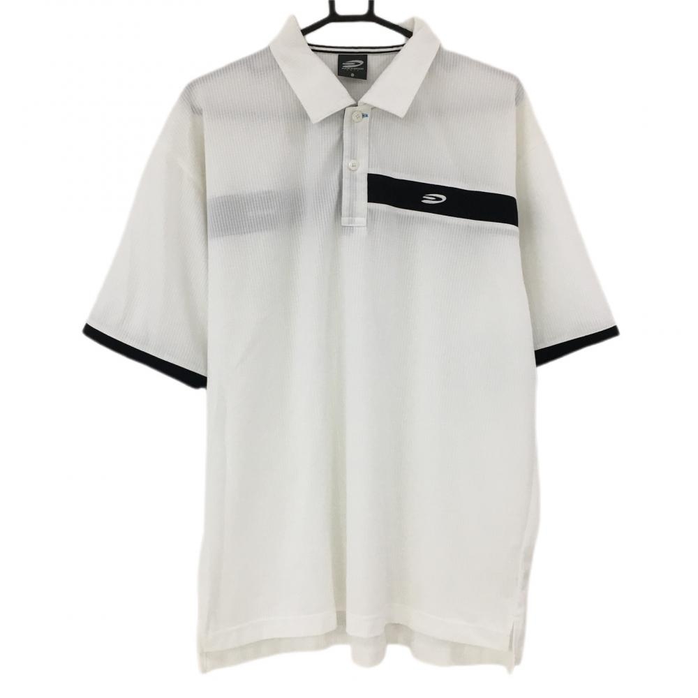 パラディーゾ 半袖ポロシャツ 白×黒 織生地 メンズ LL ゴルフウェア Paradiso