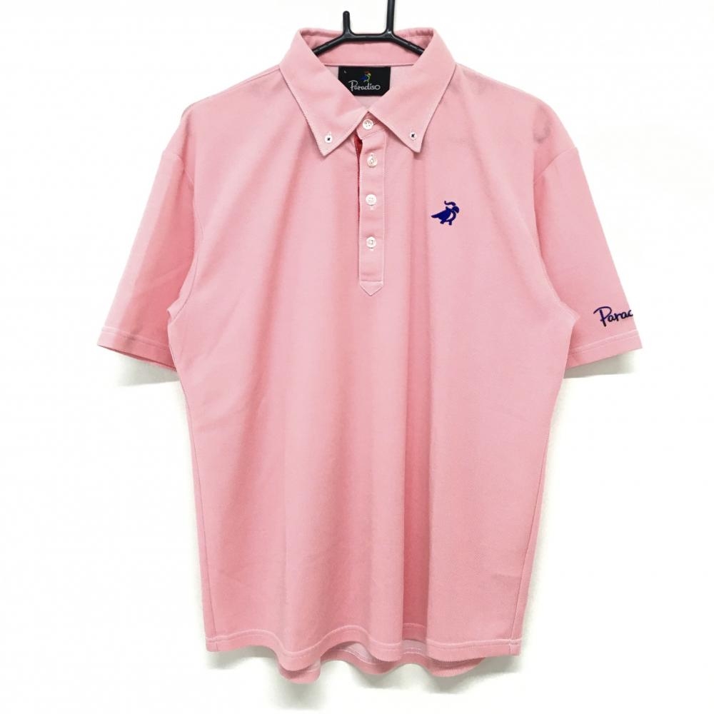 【超美品】パラディーゾ 半袖ポロシャツ ピンク ボタンダウン メンズ L ゴルフウェア Paradiso