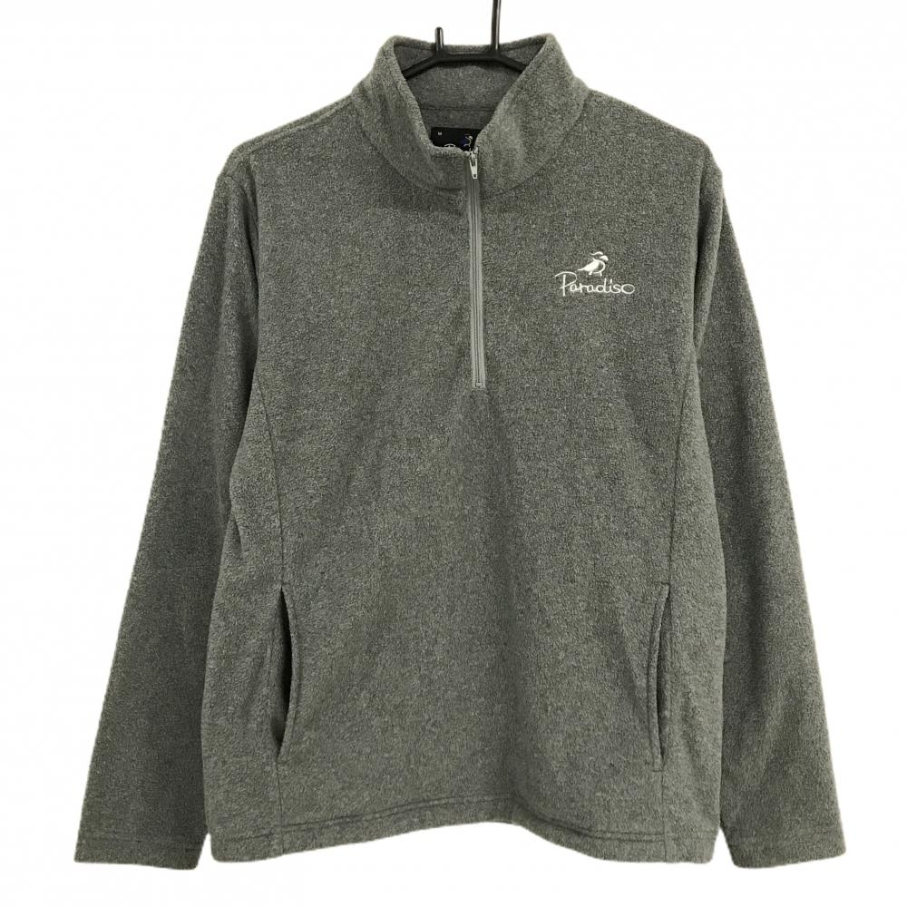 【美品】パラディーゾ 長袖ハイネックシャツ グレー フリース ハーフジップ メンズ M ゴルフウェア Paradiso