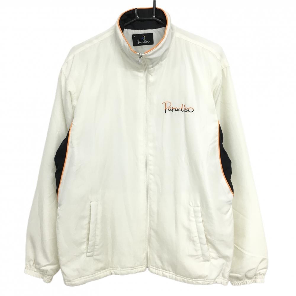 パラディーゾ 中綿ジャケット アイボリー×黒 オレンジパイピング 裾ドローコード メンズ L ゴルフウェア Paradiso