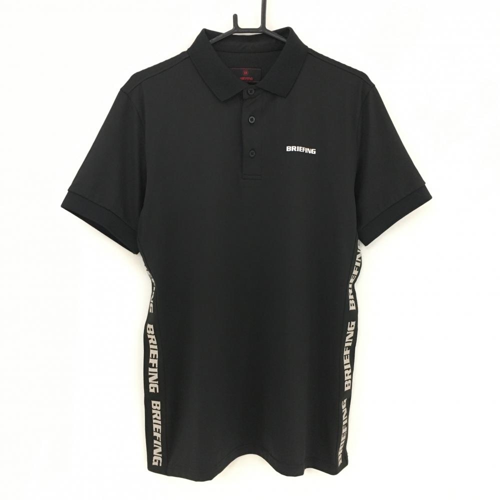 【超美品】ブリーフィング 半袖ポロシャツ 黒×白 サイドロゴ メンズ L ゴルフウェア 2023年モデル BRIEFING