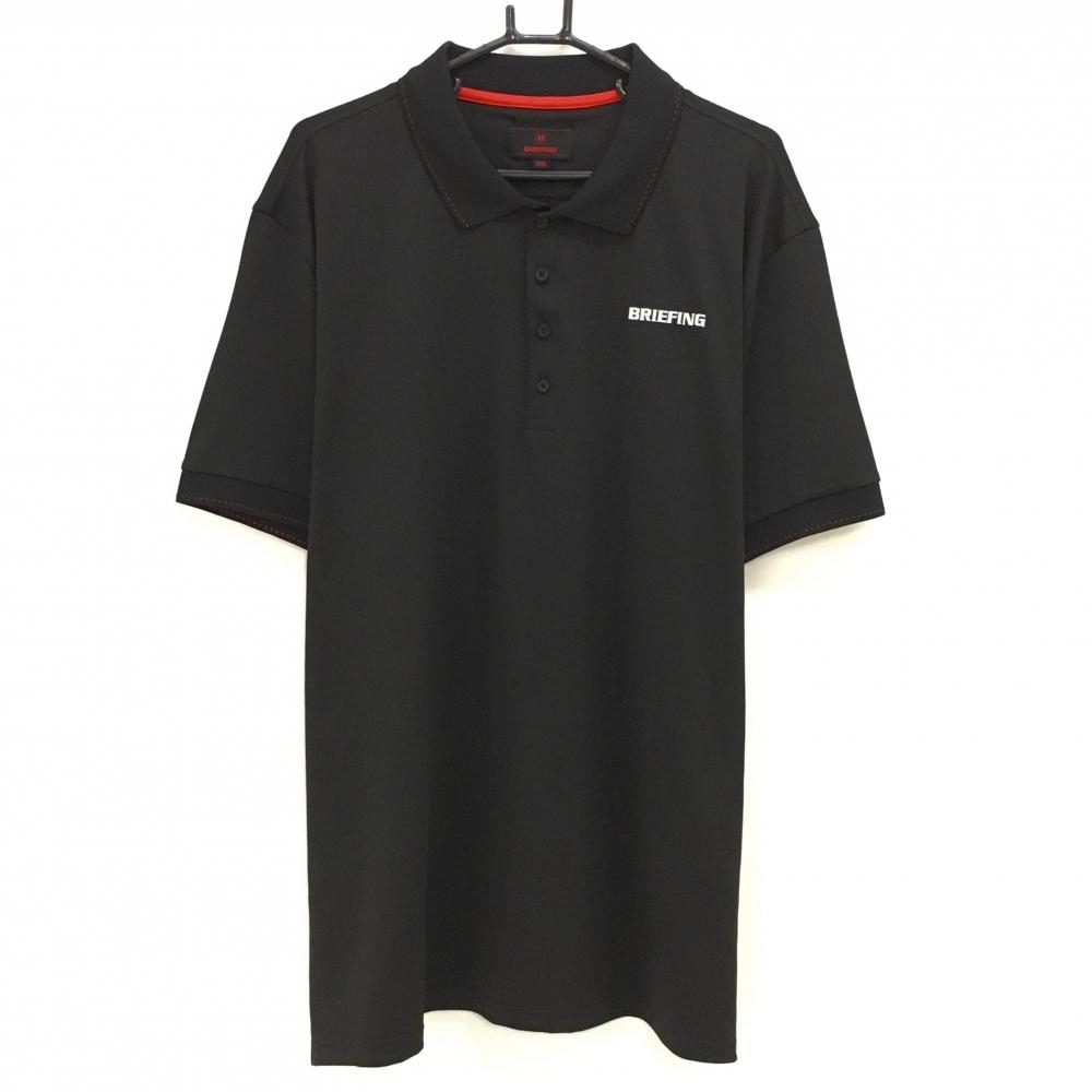 【超美品】ブリーフィング 半袖ポロシャツ 黒×白 背面ロゴ メンズ XXXL ゴルフウェア 2024年モデル 大きいサイズ BRIEFING