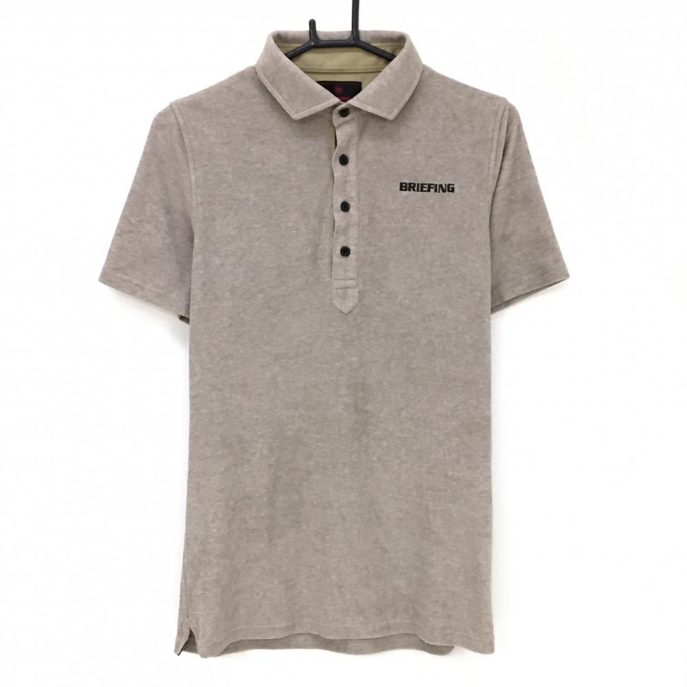【超美品】ブリーフィング 半袖ポロシャツ ブラウン系 パイル地 ロゴ刺しゅう メンズ M ゴルフウェア BRIEFING