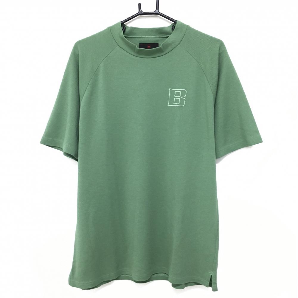 【超美品】ブリーフィング 半袖ハイネックシャツ グリーン系  通気性 速乾性 ロゴ メンズ M ゴルフウェア 2025年モデル BRIEFING