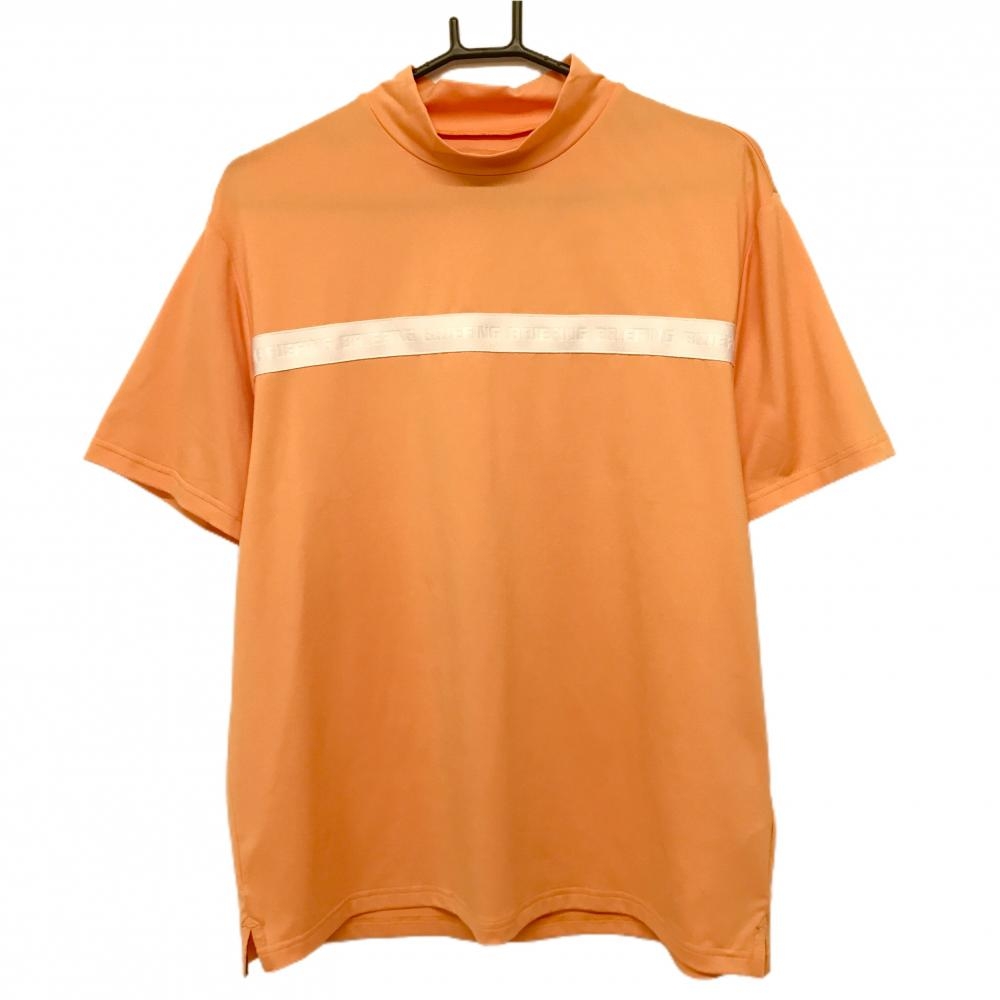 【超美品】ブリーフィング 半袖ハイネックシャツ　オレンジ×白 胸ロゴライン  メンズ M ゴルフウェア 2024年モデル BRIEFING