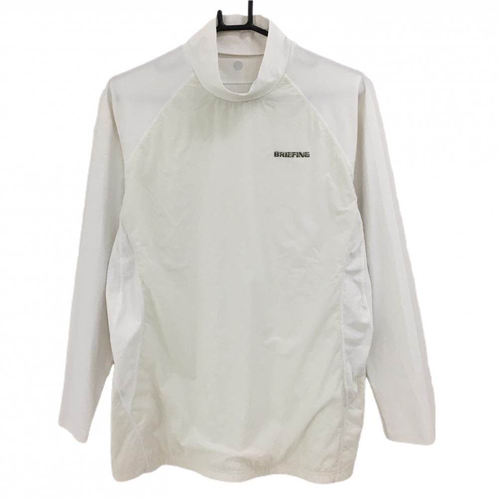 ブリーフィング 長袖ハイネックシャツ 白系 胸ロゴ 異素材切替 メンズ M ゴルフウェア BRIEFING