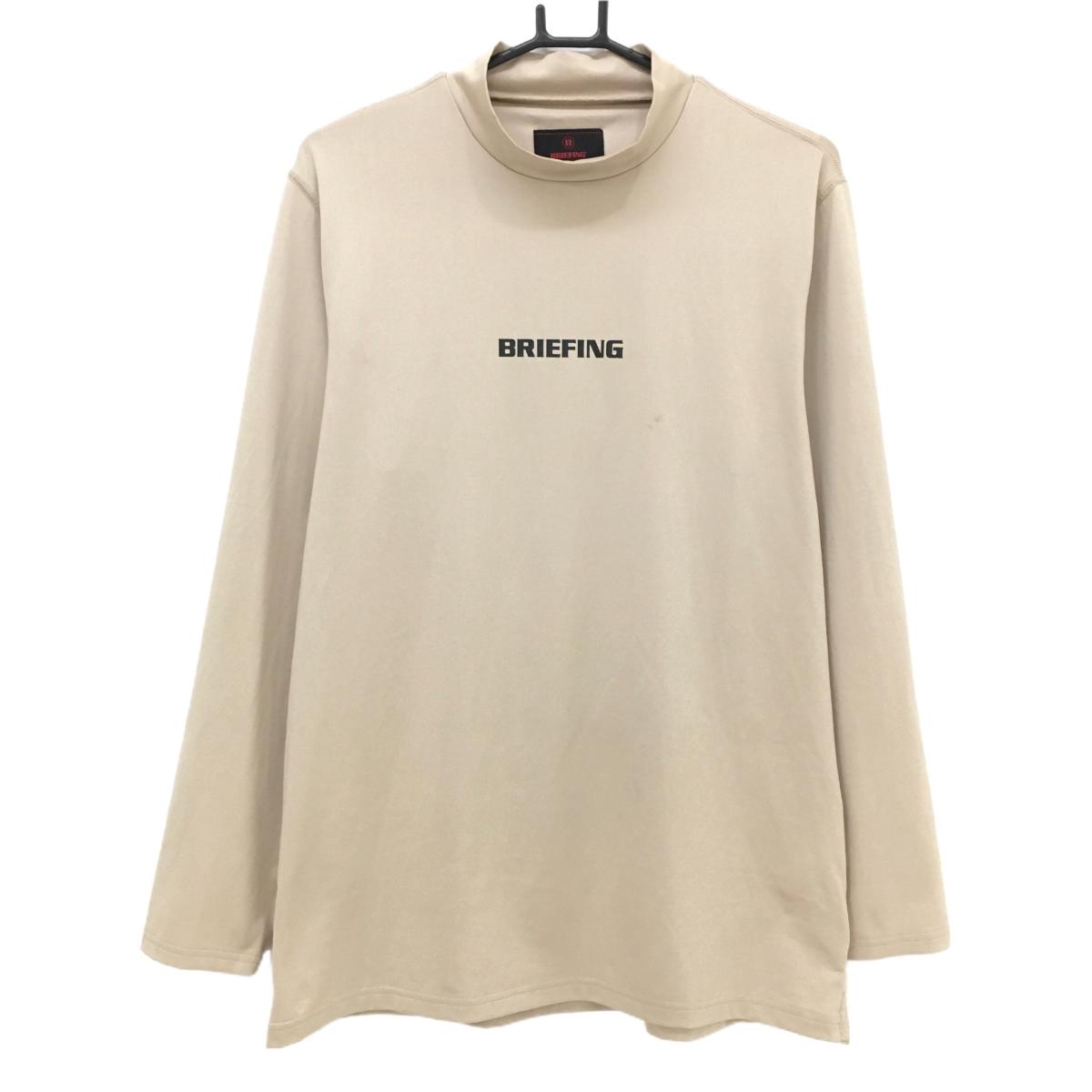 ブリーフィング 長袖ハイネックシャツ ベージュ×黒 ロゴプリント メンズ L ゴルフウェア BRIEFING