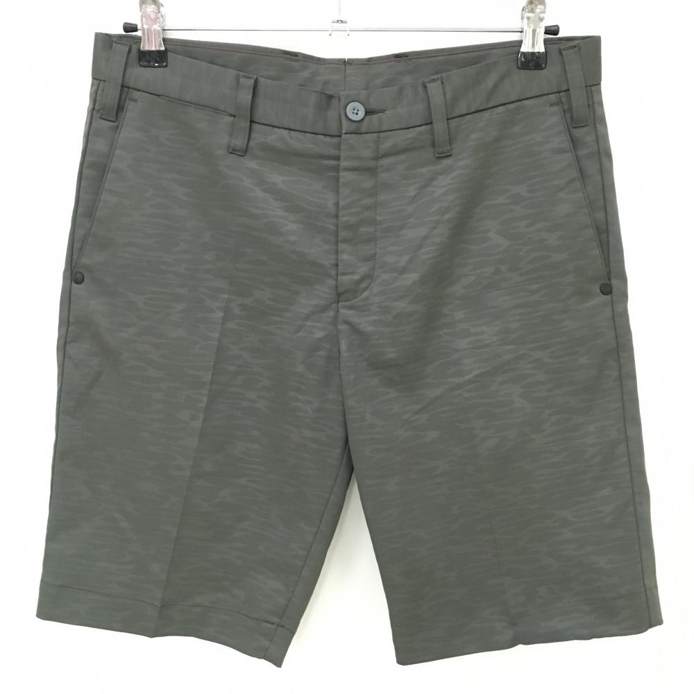 【美品】ブリーフィング ハーフパンツ グレー 総柄織生地 ストレッチ メンズ M ゴルフウェア BRIEFING