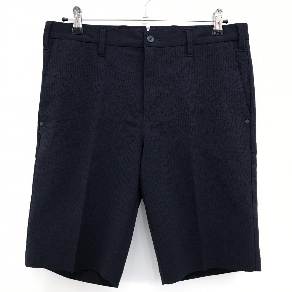 【超美品】ブリーフィング ハーフパンツ ダークネイビー 裏地付き サッカー生地 ストレッチ メンズ L ゴルフウェア BRIEFING
