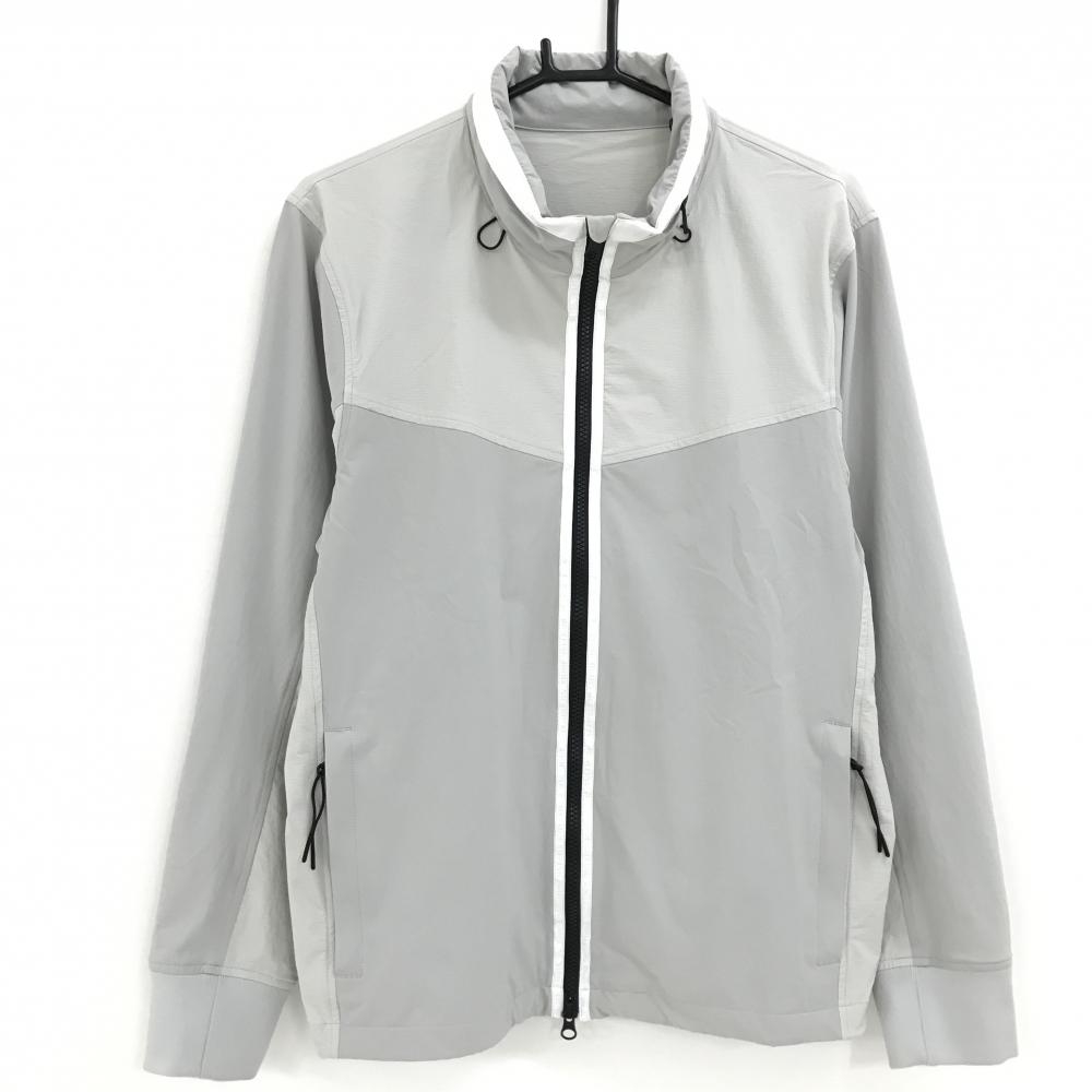 【美品】ブリーフィング ジャケット グレー×ライトグレー フード収納可 ダブルジップ  メンズ M ゴルフウェア 2024年モデル BRIEFING