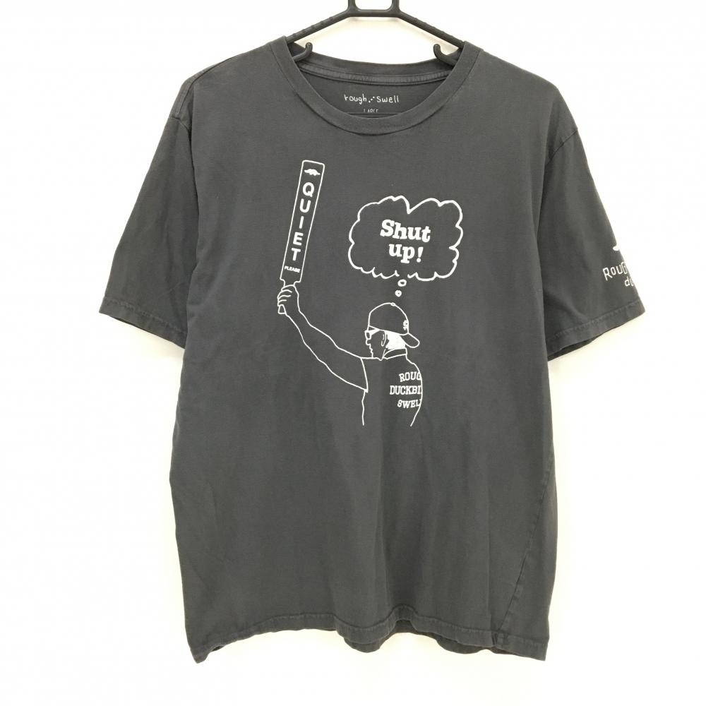 ラフアンドスウェル Tシャツ ダークグレー×白 フロントロゴプリント メンズ LARGE ゴルフウェア rough＆swell